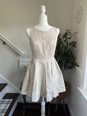 Forever 21 Beige Textured Sleeveless Fit-and-Flare Dress